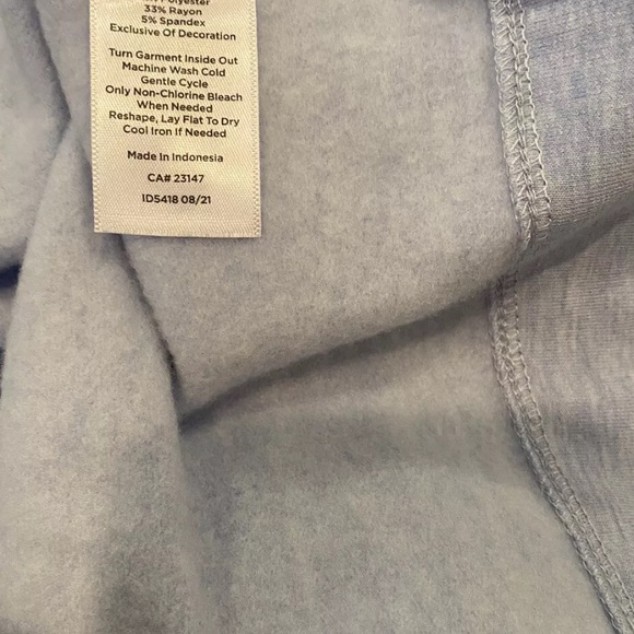 T By Talbots Jacket Coat Size 2X Fleece Zip Pockets Cinch Waist Light Blue EUC - Picture 11 of 12